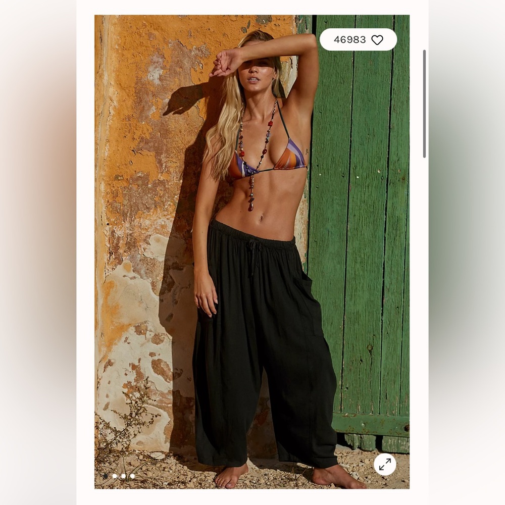 Free People Black Wide Leg Quinn Pants XL